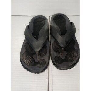 Crocs Black Flip Flops Sandals With Textured Insoles Size Unknown